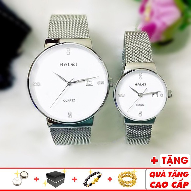 Đồng hồ cặp đôi Halei 6868 thời trang cao cấp chính hãng dây thép lụa đẳng cấp - Đồng Hồ Halei