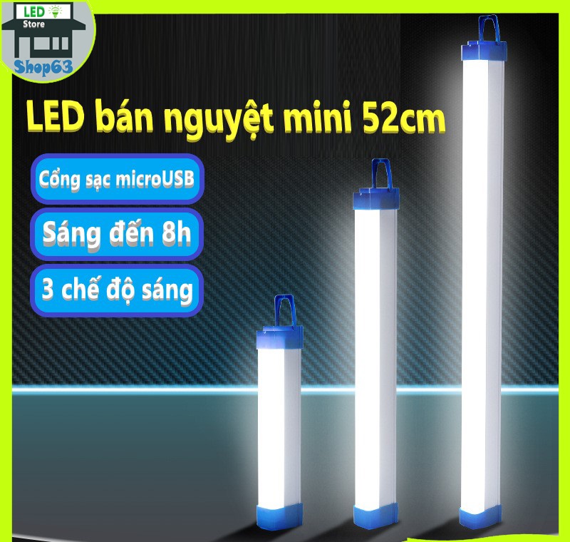 Bóng đèn led t5 dùng pin sạc dài 52cm 3 chế độ sáng