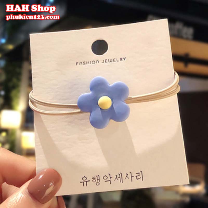 (Combo 5 dây, 5 màu) Dây buộc tóc hoa 5 cánh nhiều màu cột tóc cute phong cách Hàn Quốc