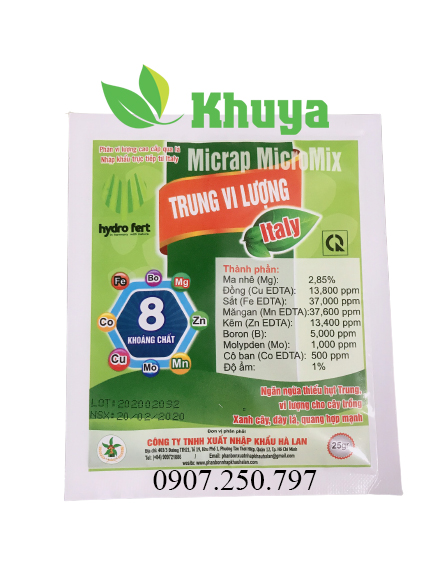 Phân Vi Lượng Cao Cấp Qua Lá Micrap MicroMix TRUNG VI LƯỢNG ITALY 25gr
