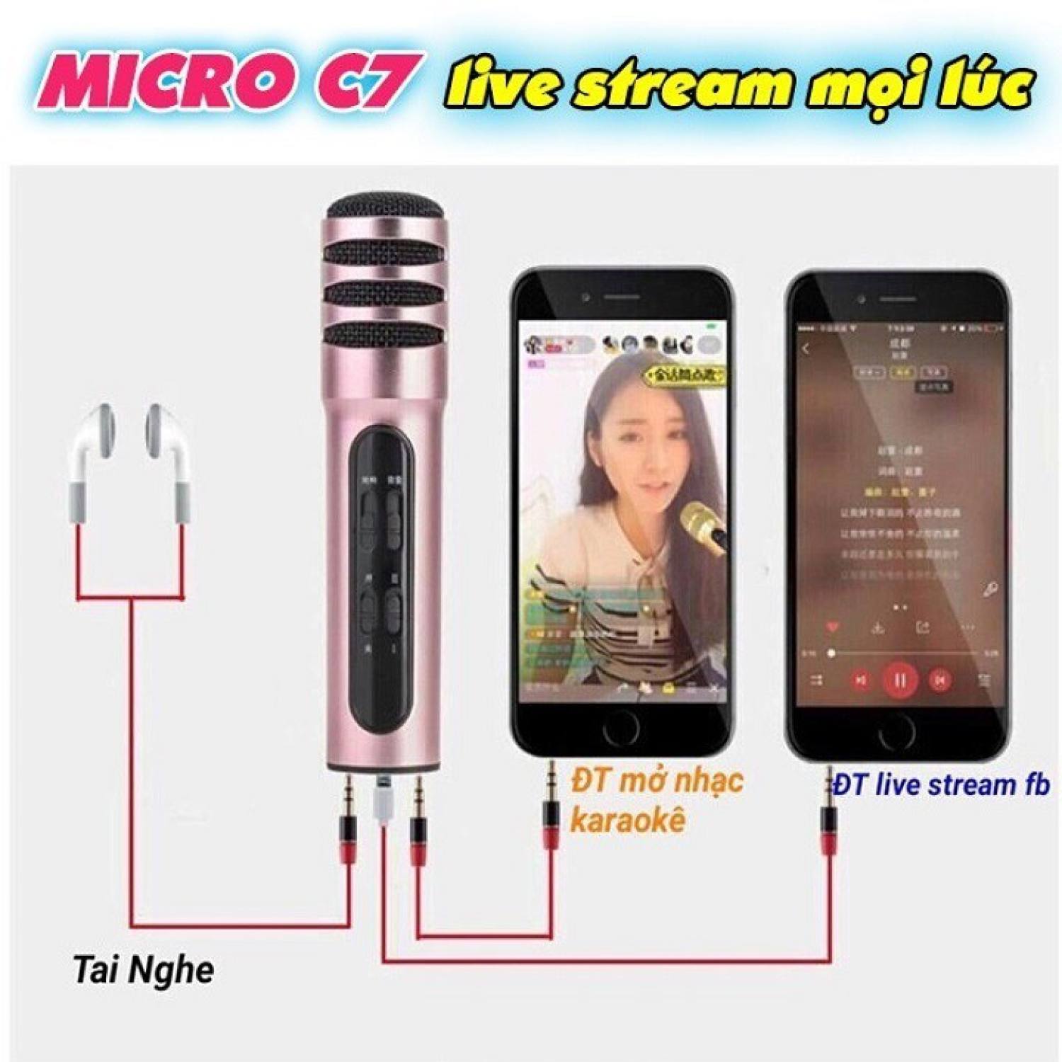 Mic thu âm chuyên nghiệp cao cấp c7, micro thu âm karaoke live stream bản nâng cấp. bán hàng mic thu âm loại xịn chất lượng cao cho điện thoại, máy tính, livestream online cực hay.