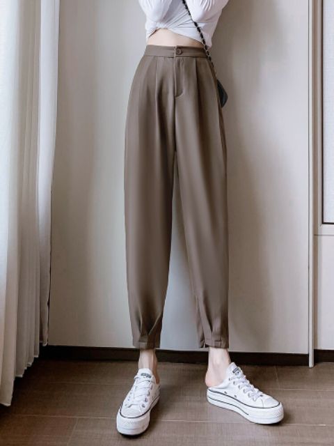 Quần baggy cạp cao 2 khóa