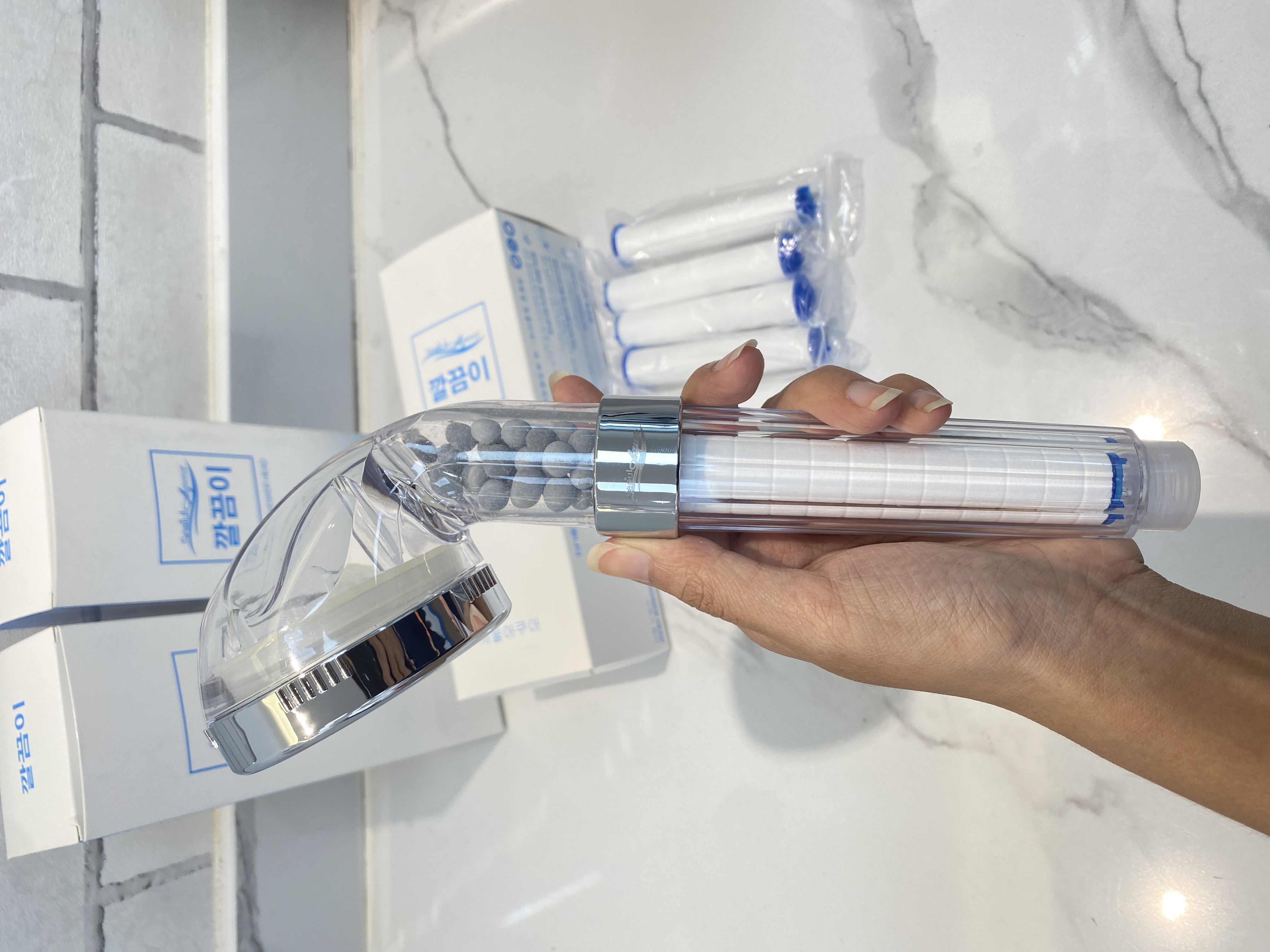 [Free 5 Filter Cores] Shower Filter Booster Water Filter with 3 Water Modes Including Ceramic Filter + Pp Filter to Remove Rust, Impurities, and Dirt