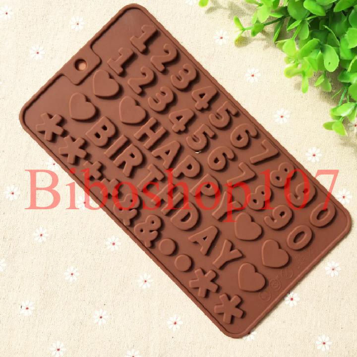 Khuôn silicon làm kẹo, thạch, rau câu, socola Happy birthday và số