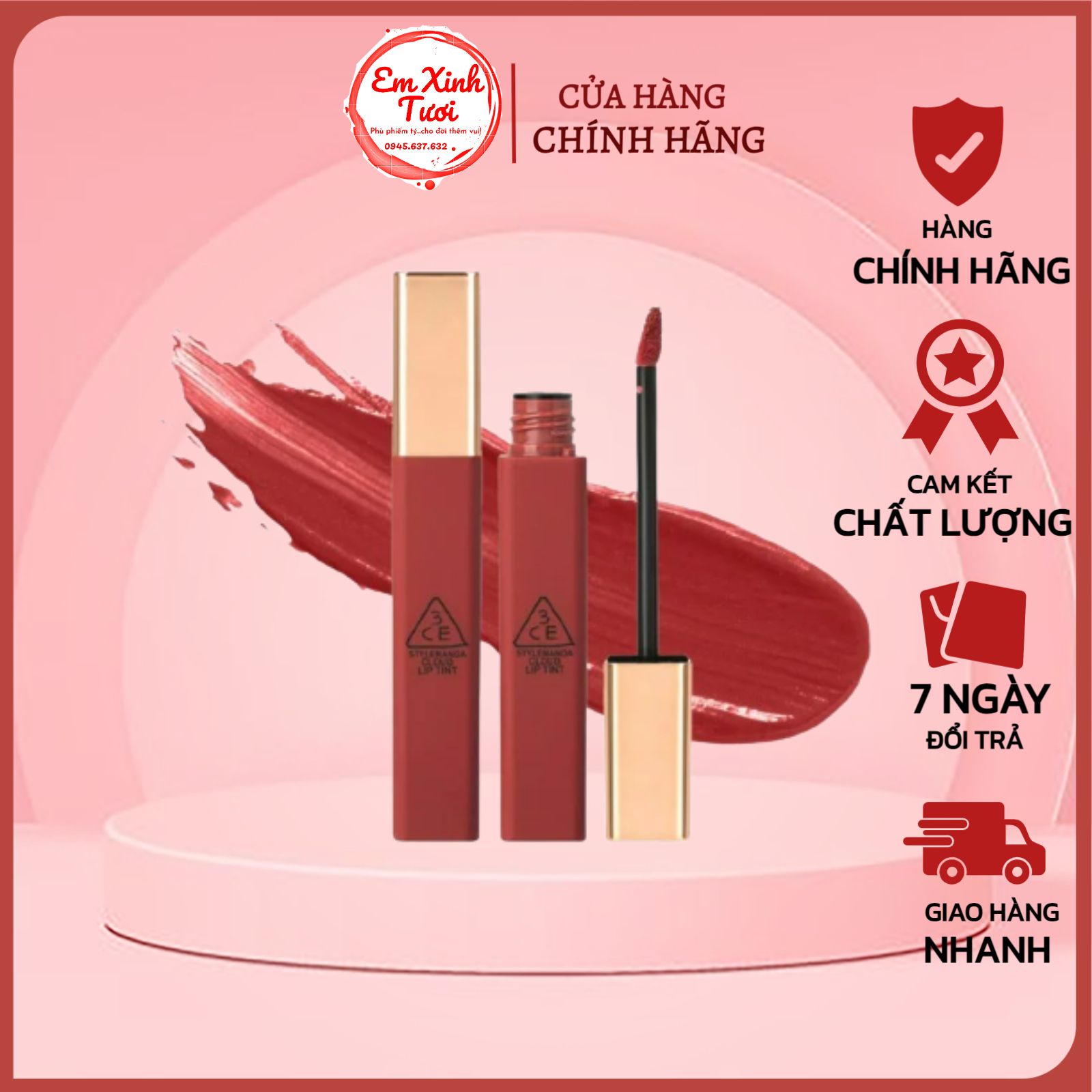 Son kem 3ce Cloud Lip Tint  - Son Kem 3Ce Walking In The Cloud Son Kem Lì 3Ce Mịn Nhẹ Như Mây  - EM XINH TƯƠI