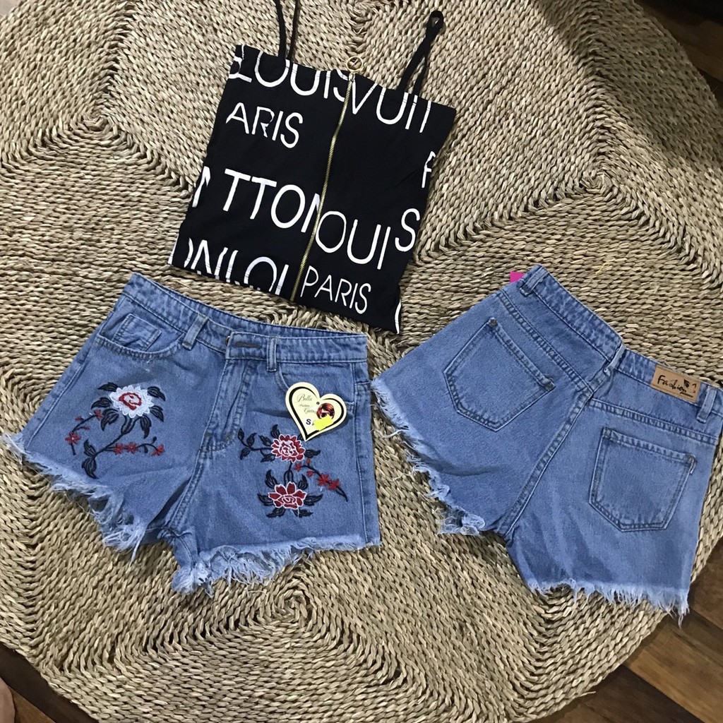 QUẦN SHORT JEAN NỮ THÊU HOA