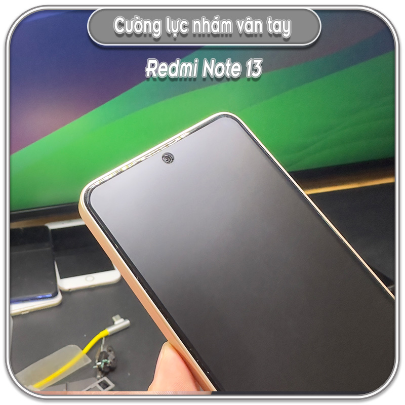 Cường lực Redmi Note 13 nhám hạn chế vân tay Full viền Đen