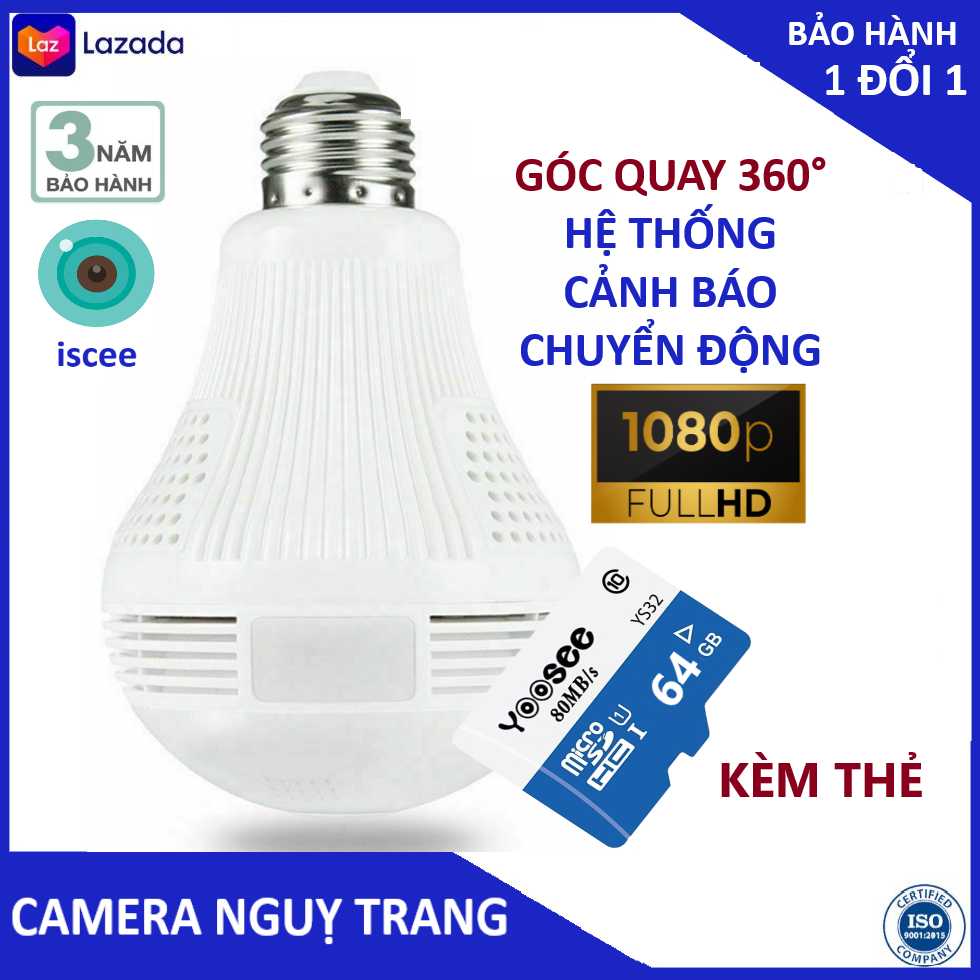 >> BÁO GIÁ (KÈM THẺ CHUYÊN DỤNG LÊN TỚI 64GB,TRỊ GIÁ 399K) CAMERA WIFI TRONG NHÀ VÀ NGOÀI TRỜI YOOSEE S10, 3.0 MPX ,ĐÀM T | Shopee Lazada Sendo Tiki mới nhất 80 Camera - Camera wifi - Camera chống trộm giả bóng đèn kèm thẻ nhớ 64gb FULL HD đàm thoại 2 chiều, cảnh báo chống trộm, bảo hành 3 năm 1 đổi 1 trong 7 ngày (Lưu ý có 2 mã sản phẩm gồm kèm thẻ và k kèm thẻ )
