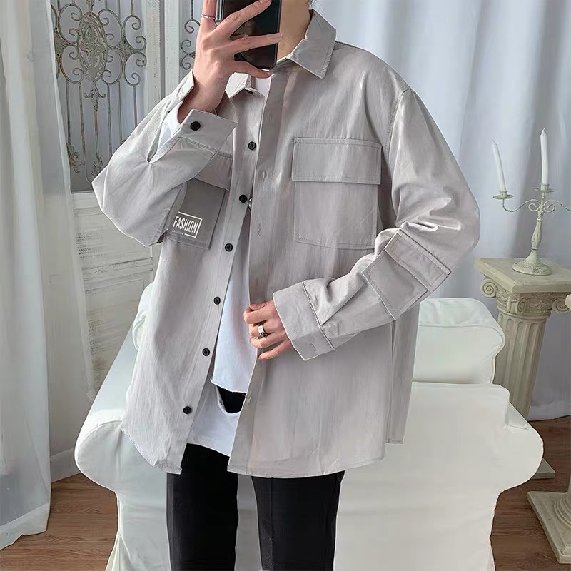 [HCM]áo kaki kiểu sơ mi phom rộng 1 lớp mãu hot nhất hiện nay