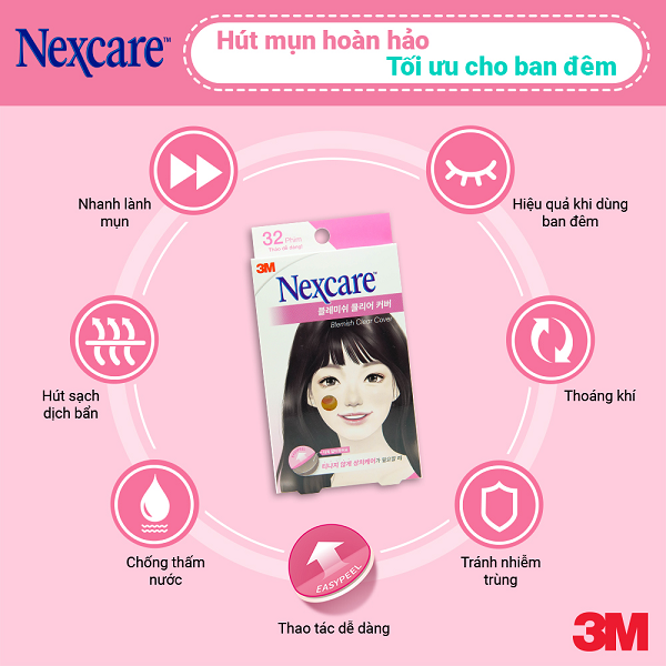 Miếng Dán Mụn Nexcare 3M Tháo Dễ Dàng 32 Miếng