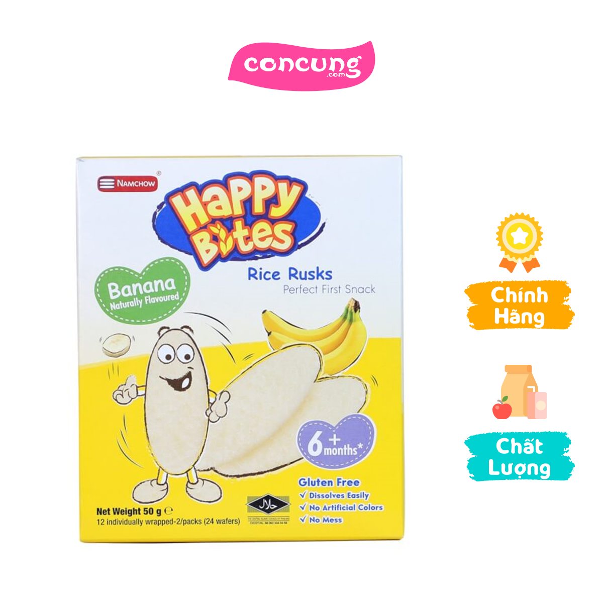 Bánh gạo ăn dặm cho trẻ em happy bites chuối 50g