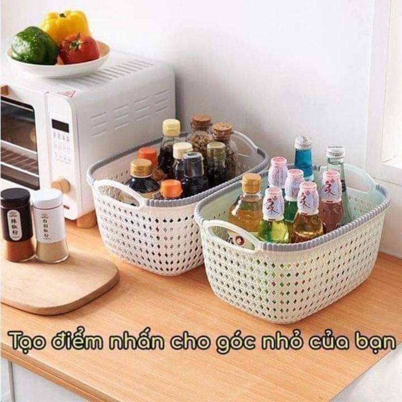 Giỏ nhựa giả mây đa năng hàng việt nhật
