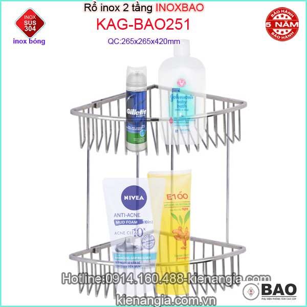 Kệ phòng tắm cao cấp Inox SUS304, kệ đựng gia vị nhà bếp Inox Bảo KAG-BAO251