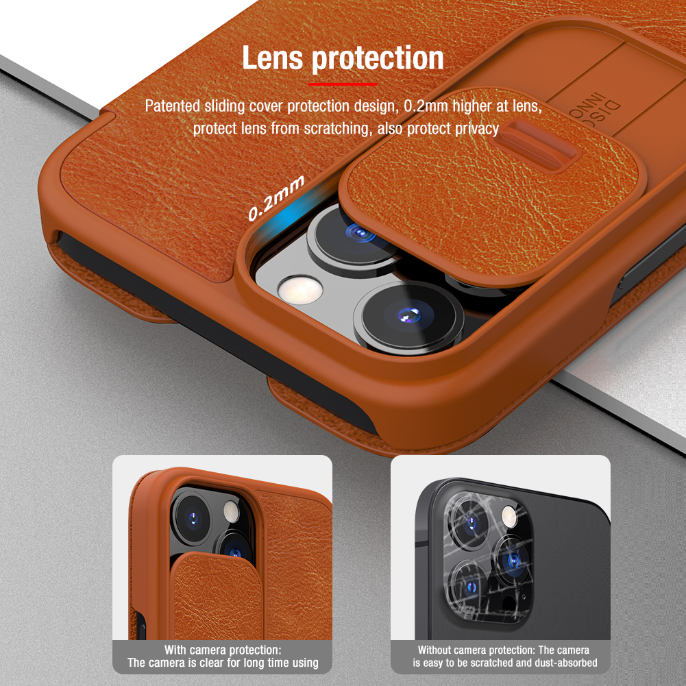 Bao da iPhone 14 Pro/ 14 Pro Max/ iPhone 13 Pro Max hiệu Nillkin Qin (Hàng chính hãng)