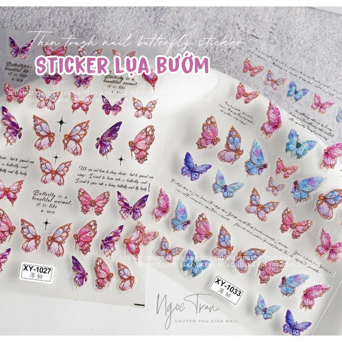 Sticker Lụa 3D Bướm Sắc Nét | Hình Dán Móng Tay XY-1027 1033