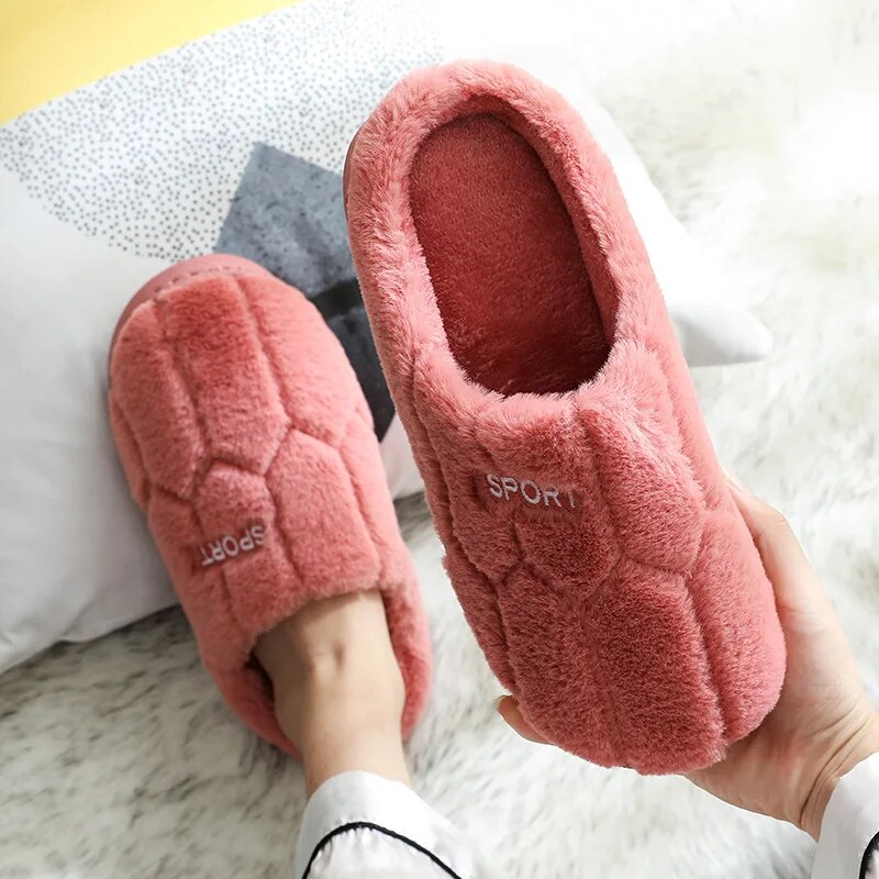Sport slippers super warm plush shoes, unisex ulzzang fur anti-skid rubber bottom slippers, keep warm foot care cotton slippers, sport slippers