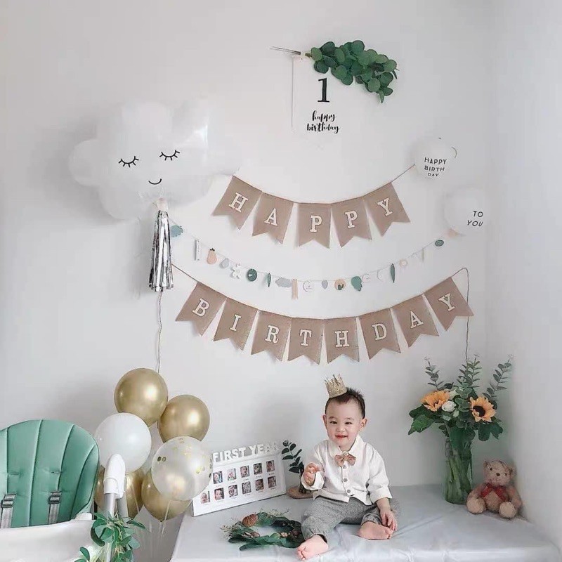 Set bóng đơn giản Vintage trang trí sinh nhật Hàn Quốc