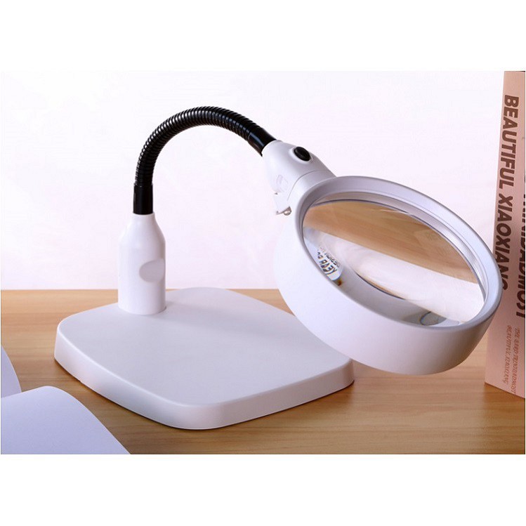 Kính lúp có đèn led để bàn K7764 ( Video thực tế )