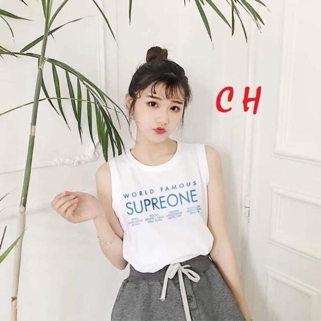 Áo thun nữ, áo ba lỗ supre one chữ ngực coh0619