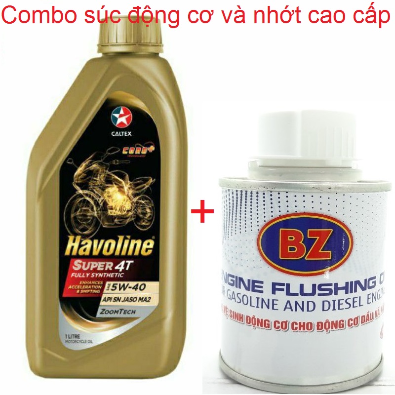 [DauNhot và PhuGia]Nhớt Havoline 5W40 tổng hợp 100% nhớt havoline-Chai 1L nhớt xe số/xe côn tay Havoline® Super 4T Fully Synthetic SAE 5W-40 chai 1L-mua kèm súc động cơ nếu khách có nhu cầu
