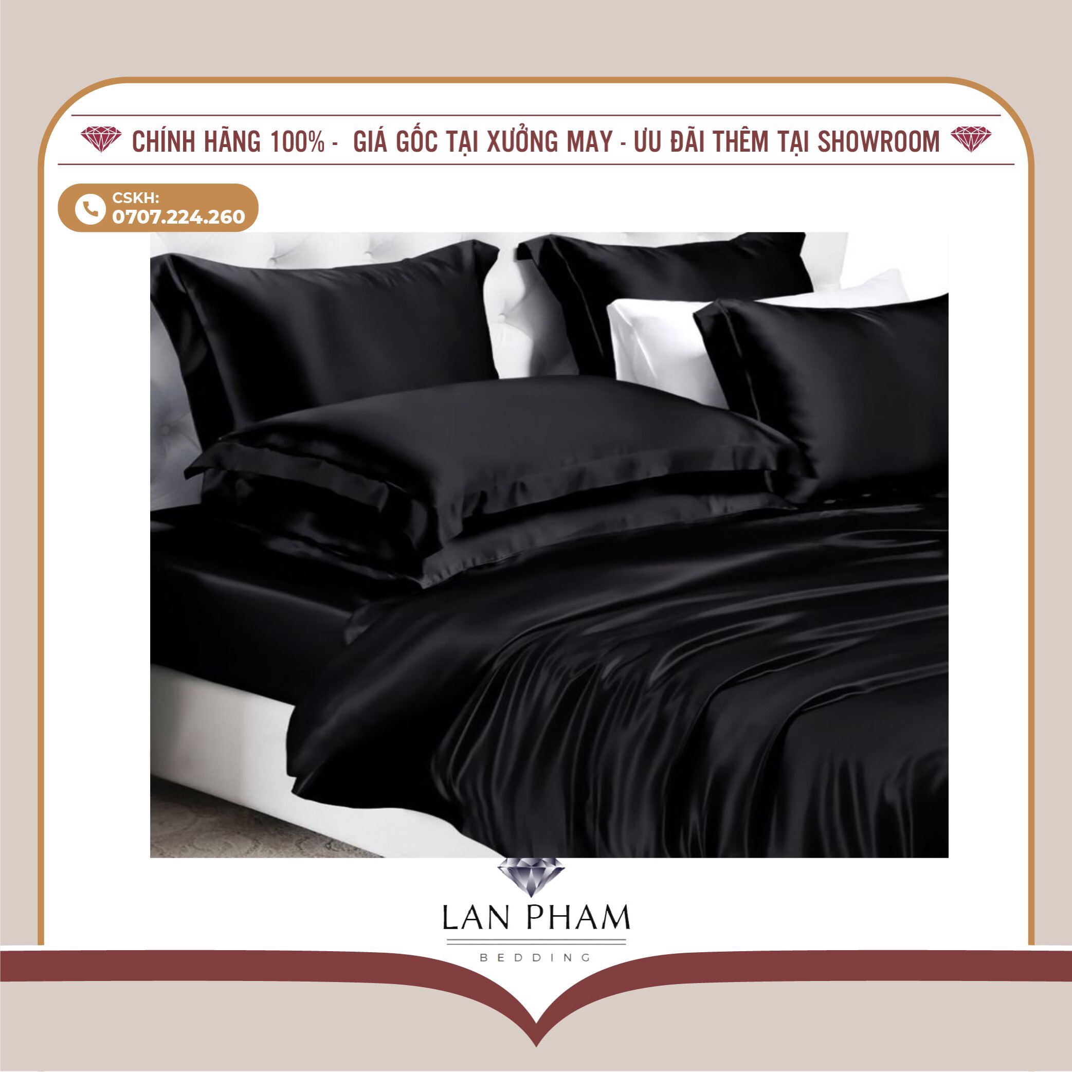 GA - DRAP GIƯỜNG LẺ PHI LỤA ĐEN LAN BEDDING