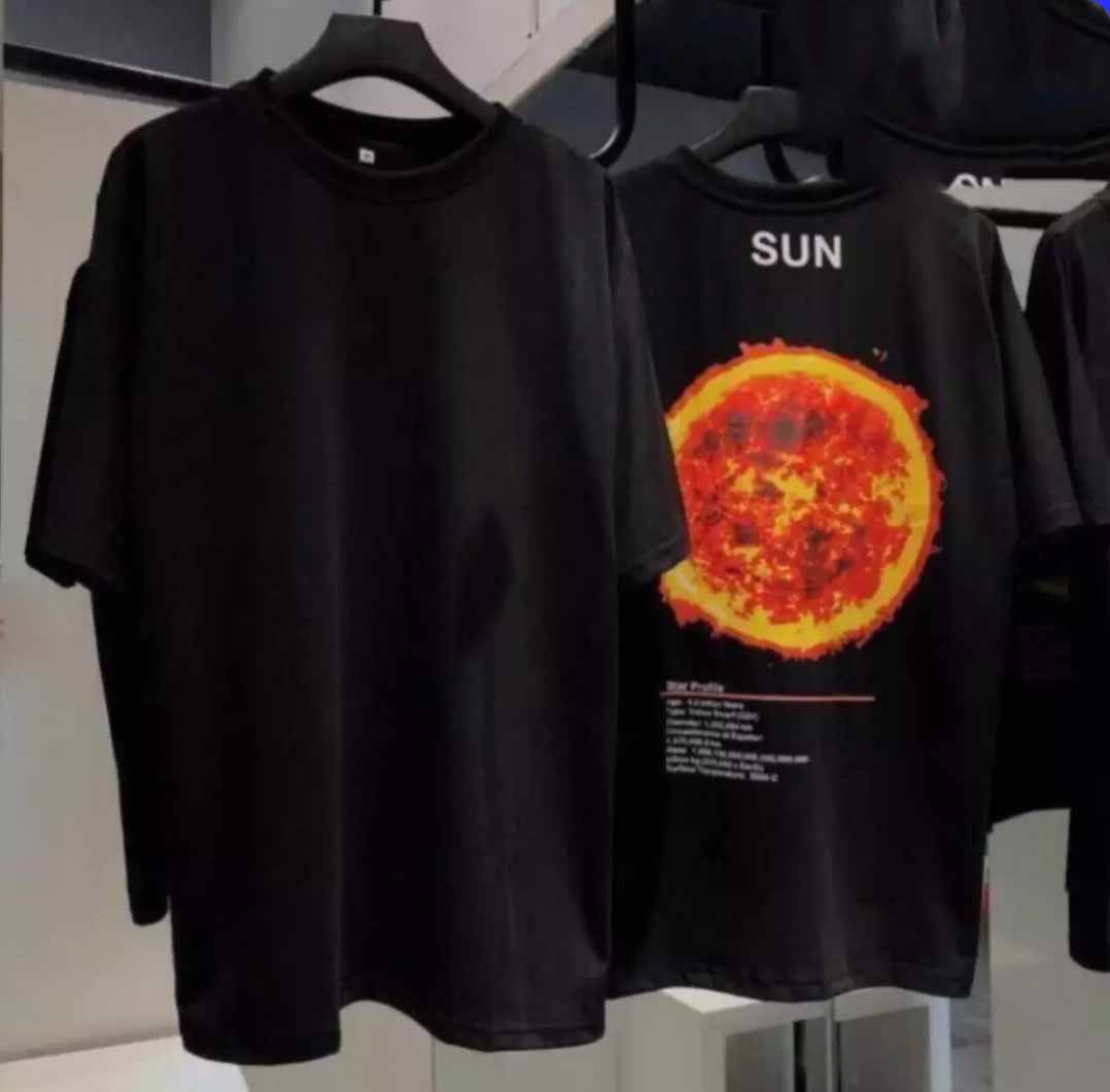 [HCM]Áo thun nam nữ form rộng Hàn Quốc in Hình Mặt TRời Lửa độc đẹp vải dày mịn mát đường may sắc sảo không phai màu không dính giặt