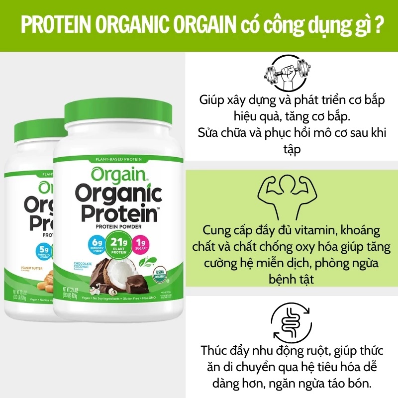 Orgain Organic Plant Based Protein Powder, 20 servings