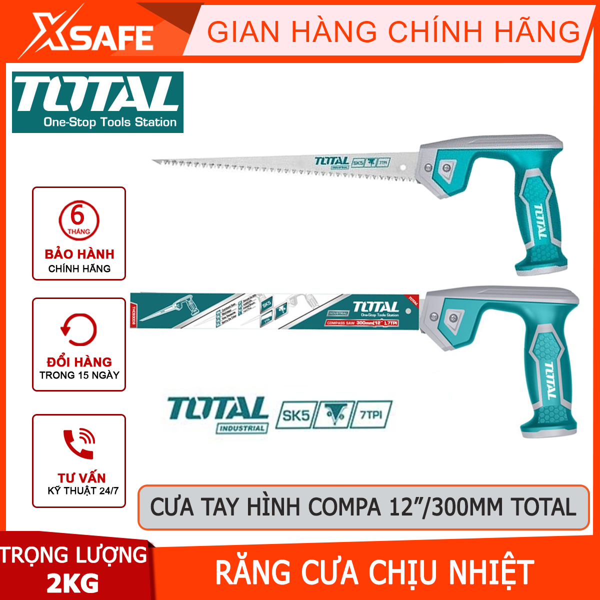 Hand saw the compa total THCS3006 | tools saw Size 12 "/300mm | material Taiwan SK5 7tpi rough machining, cutting material cutting metals such as brass, iron, steel [xsafe] [XTools]