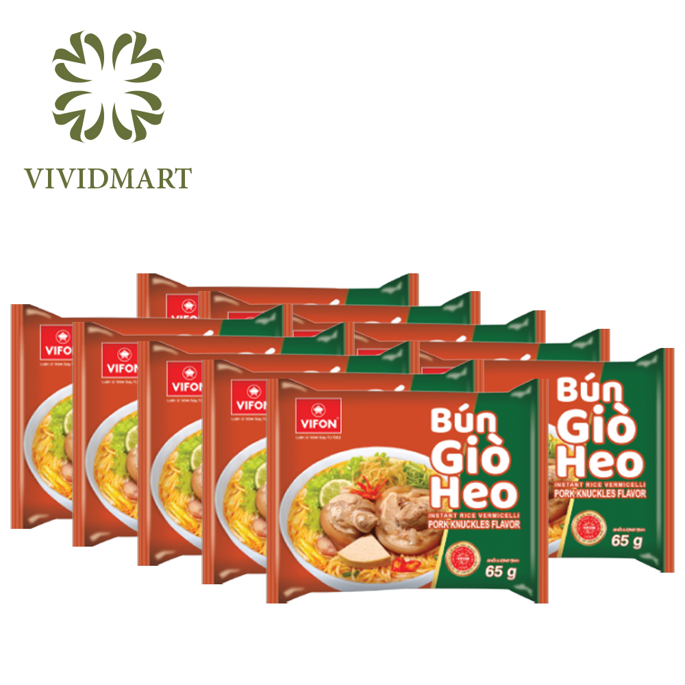 [Bún Vifon] [Combo 10 gói] BÚN TÔM (65g), BÚN RIÊU CUA (80g) CÓ TÚI RIÊU CUA THẬT, BÚN GIÒ HEO (65g), BÚN BÒ HUẾ (80g) – VIFON
