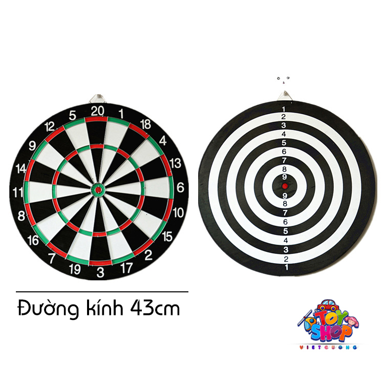 Bảng phóng phi tiêu 43 cm 2 mặt kèm 6 phi tiêu chân kim loại Dart Board Game