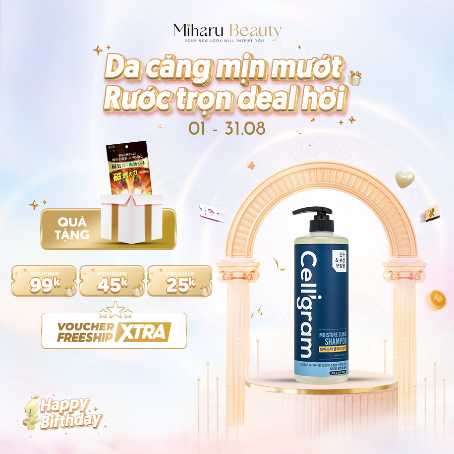 Dầu gội dưỡng tóc bóng mượt dành cho tóc khô xơ - Celligram Moisture Clinic Shampoo 1000ml