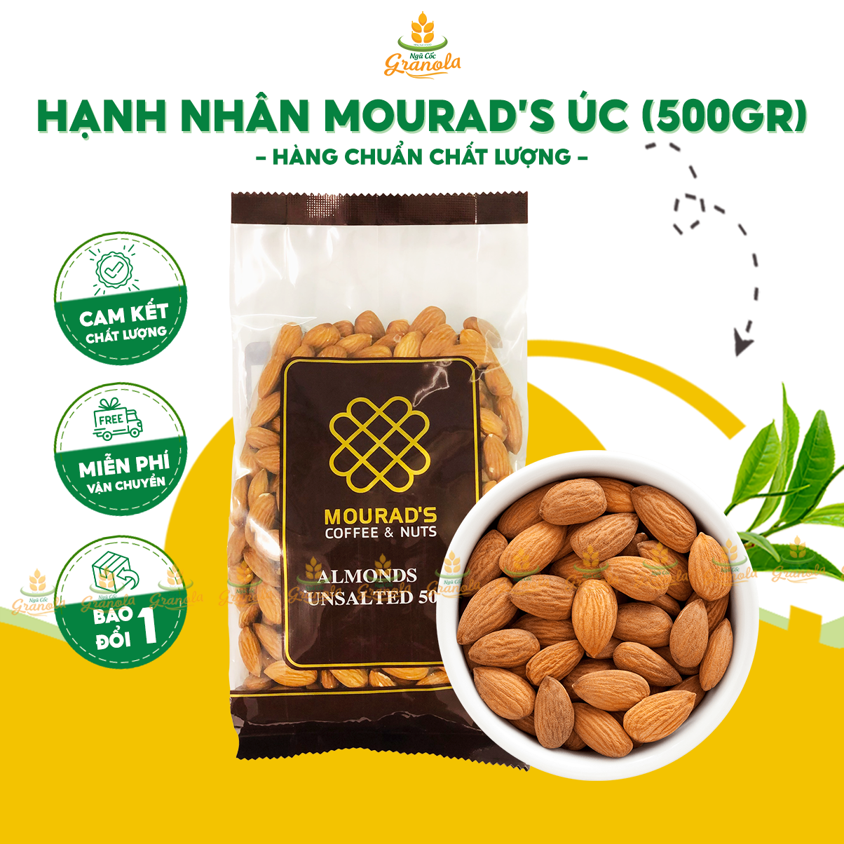 【Hạnh Nhân Úc Tách Sẵn Vỏ】 Nhân Hạnh Nhân Mourad's 500g (Ăn Kiêng/ Làm sữa/ Giảm cân) - (Hạt Ngon)