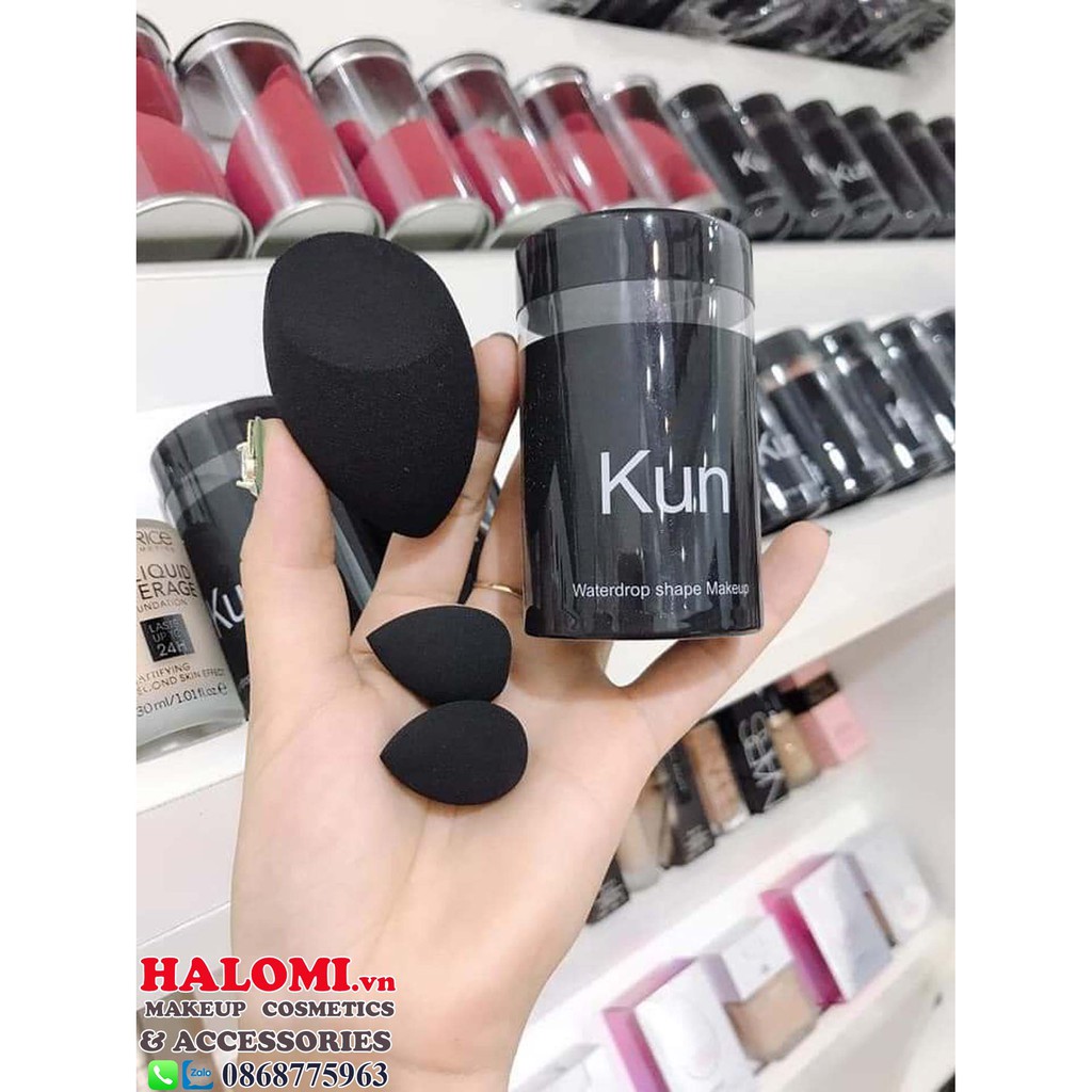 Bông mút tán nền Kun set gồm 3 chiếc siêu mịn bám phấn  HALOMI