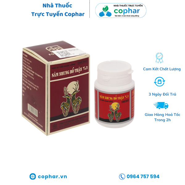 SÂM NHUNG BỔ THẬN TW3 , hộp 30 viên.