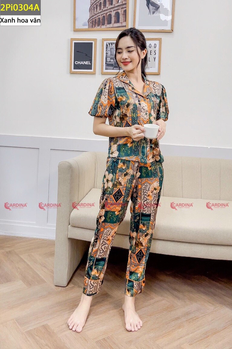 mã 2Pi03 - Pijama lụa tay phồng Cardina