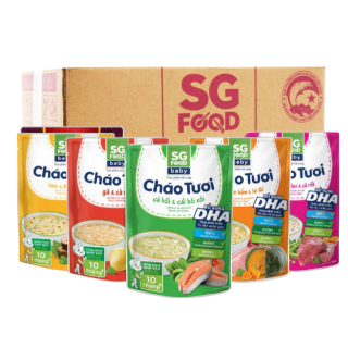 Thùng 30 gói cháo tươi Sài Gòn food dành cho bé 10 tháng (đủ vị) thumbnail