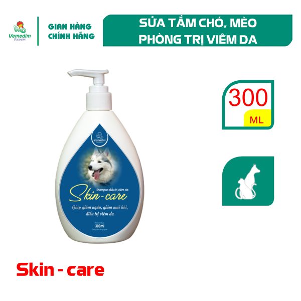 Vemedim Skin care shampo sữa tắm cho chó, mèo phòng trị viêm da, chai 120ml/chai 300ml