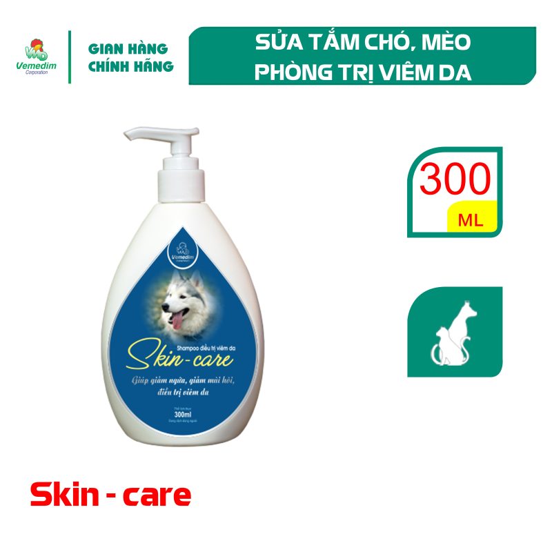 Vemedim Skin care shampo sữa tắm cho chó, mèo phòng trị viêm da, chai 300ml