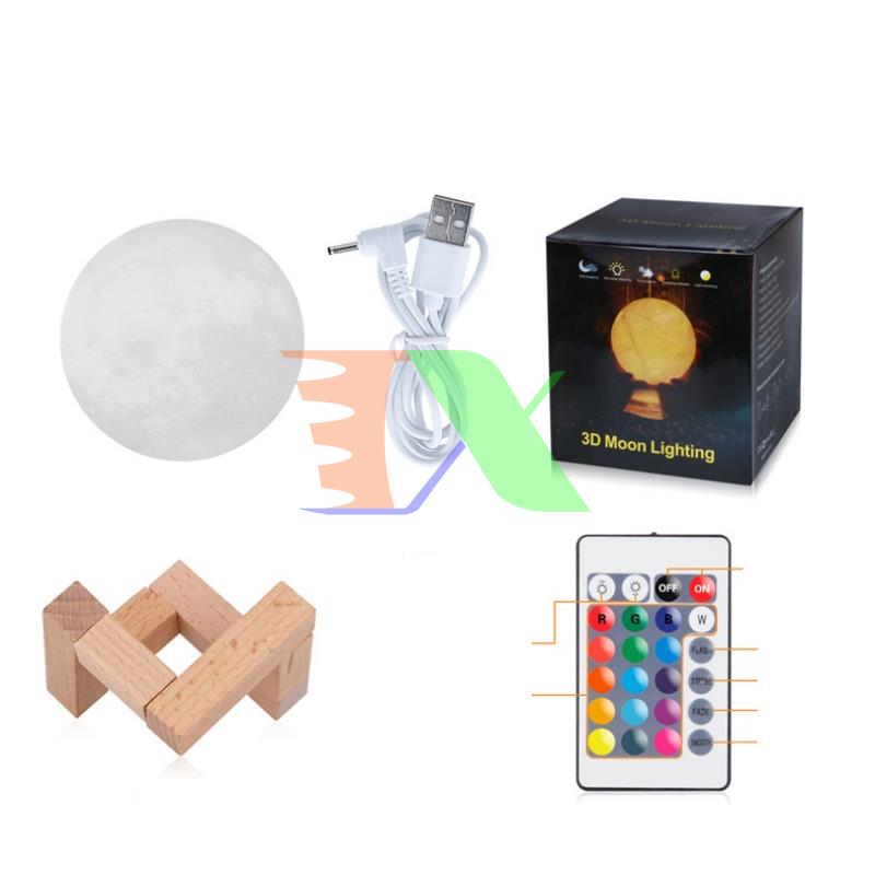 Nightlight Moon moon light 3D, 16 color remote control, decoration lamp moon light 3D, nightlight for baby, lamp gift interesting, lamp Moon