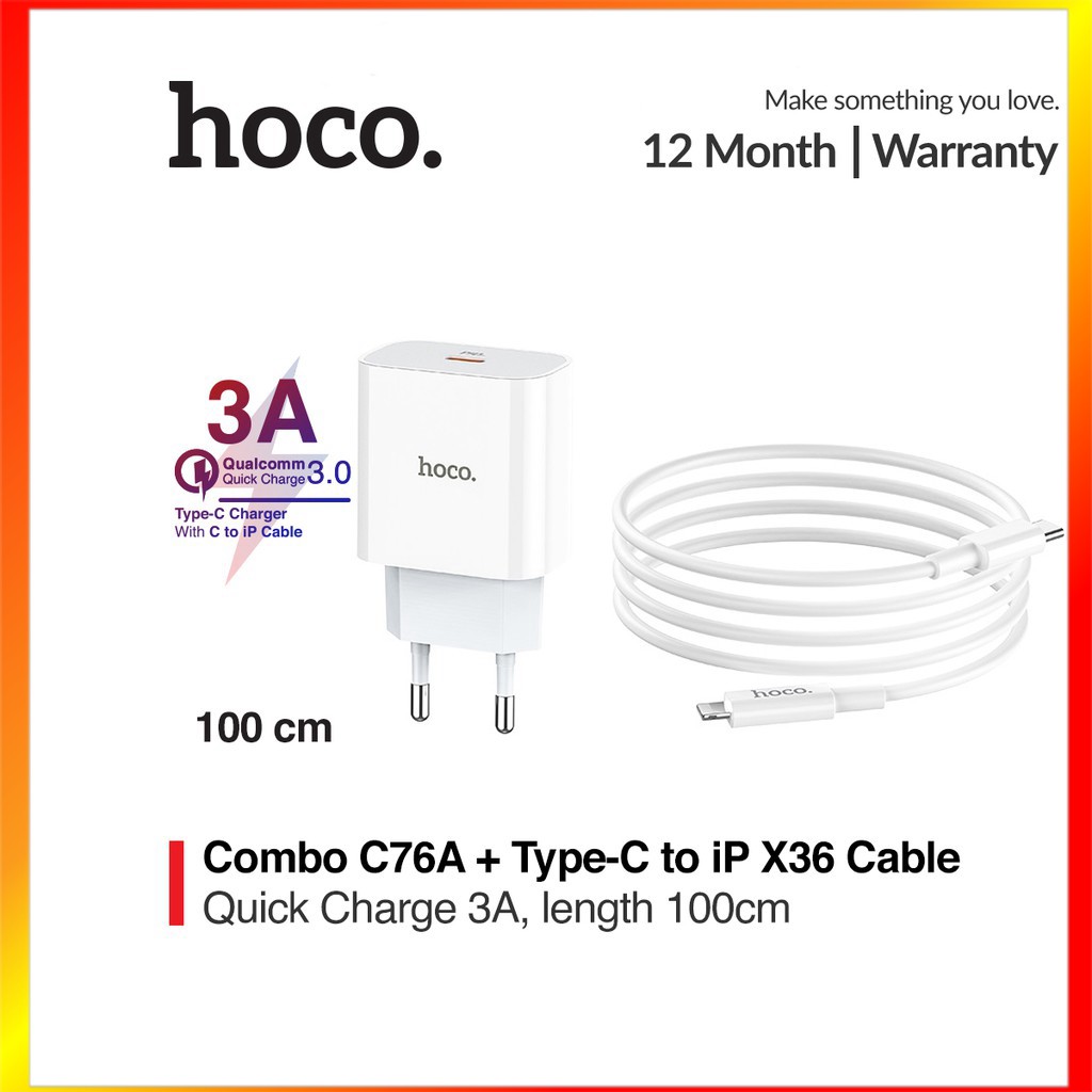 Bộ sạc nhanh siêu tốc - pd 18w đầu vào typec cho iphone ipad - hoco c76a - mrphukien