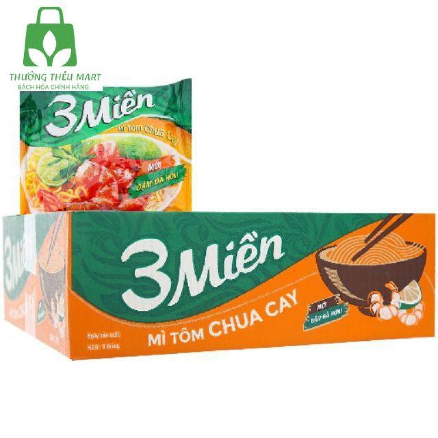 10 gói Mì tôm 3 miền vị tôm chua caʏ