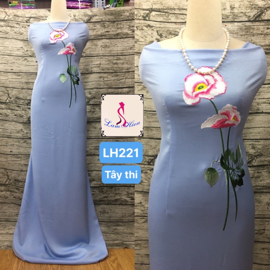 Vải áo dài lụa tây thi bông thêu LH221
