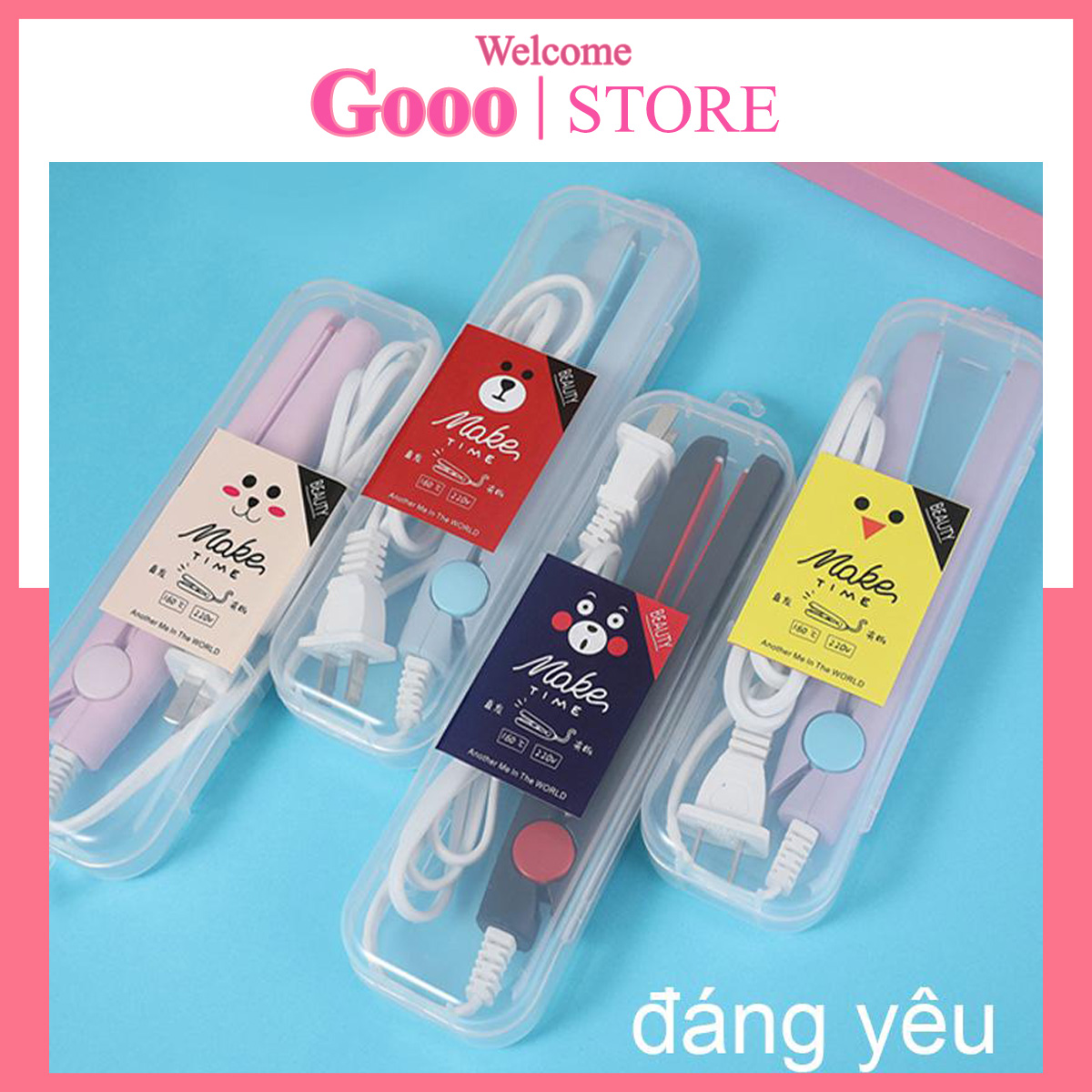 Máy ép tóc ,uốn tóc mini 3 màu siêu cute Samm meme