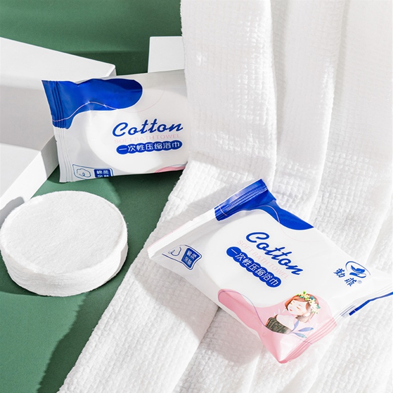 Khăn tắm nén cotton dùng một lần mẫu cô gái - khăn tắm du lịch dạng viên nén