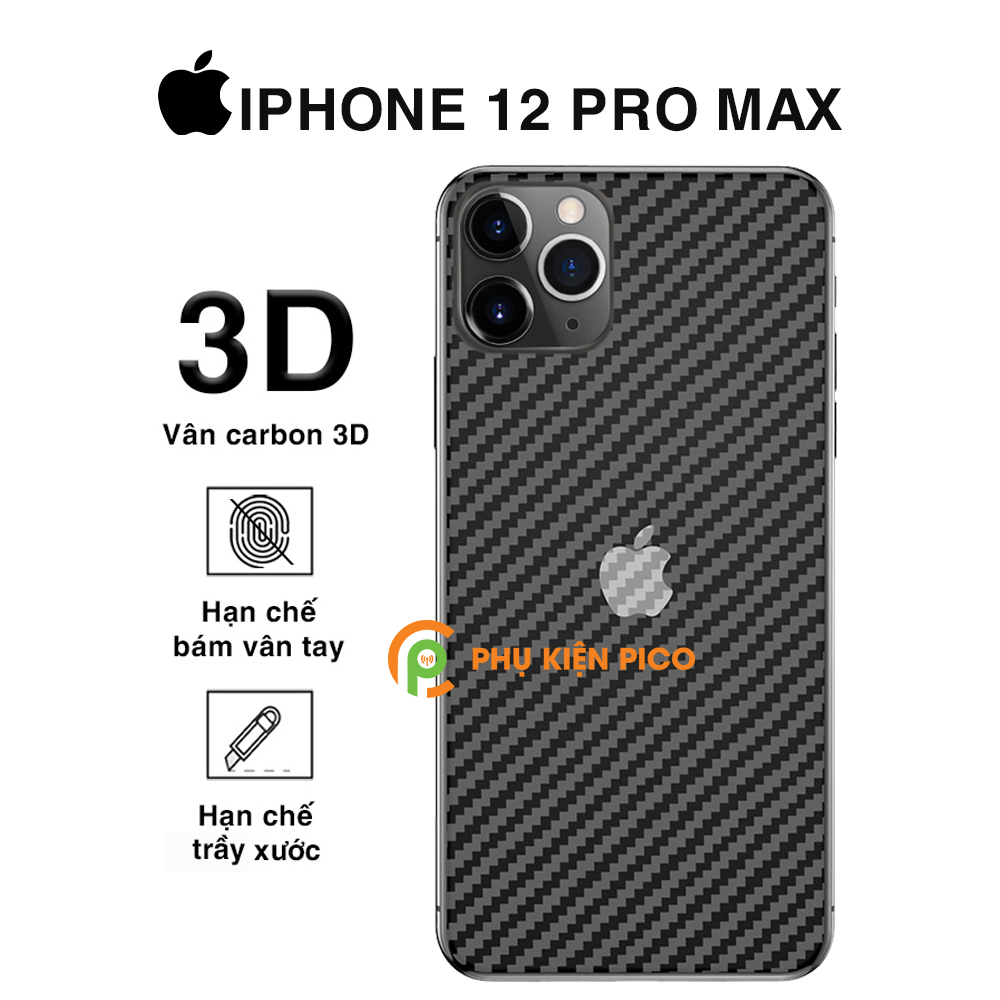 Dán lưng Iphone 12 Pro Max vân carbon 3D tản nhiệt tốt - Dán lưng vân carbon Iphone 12 Pro Max - Dán lưng Iphone 12 Series