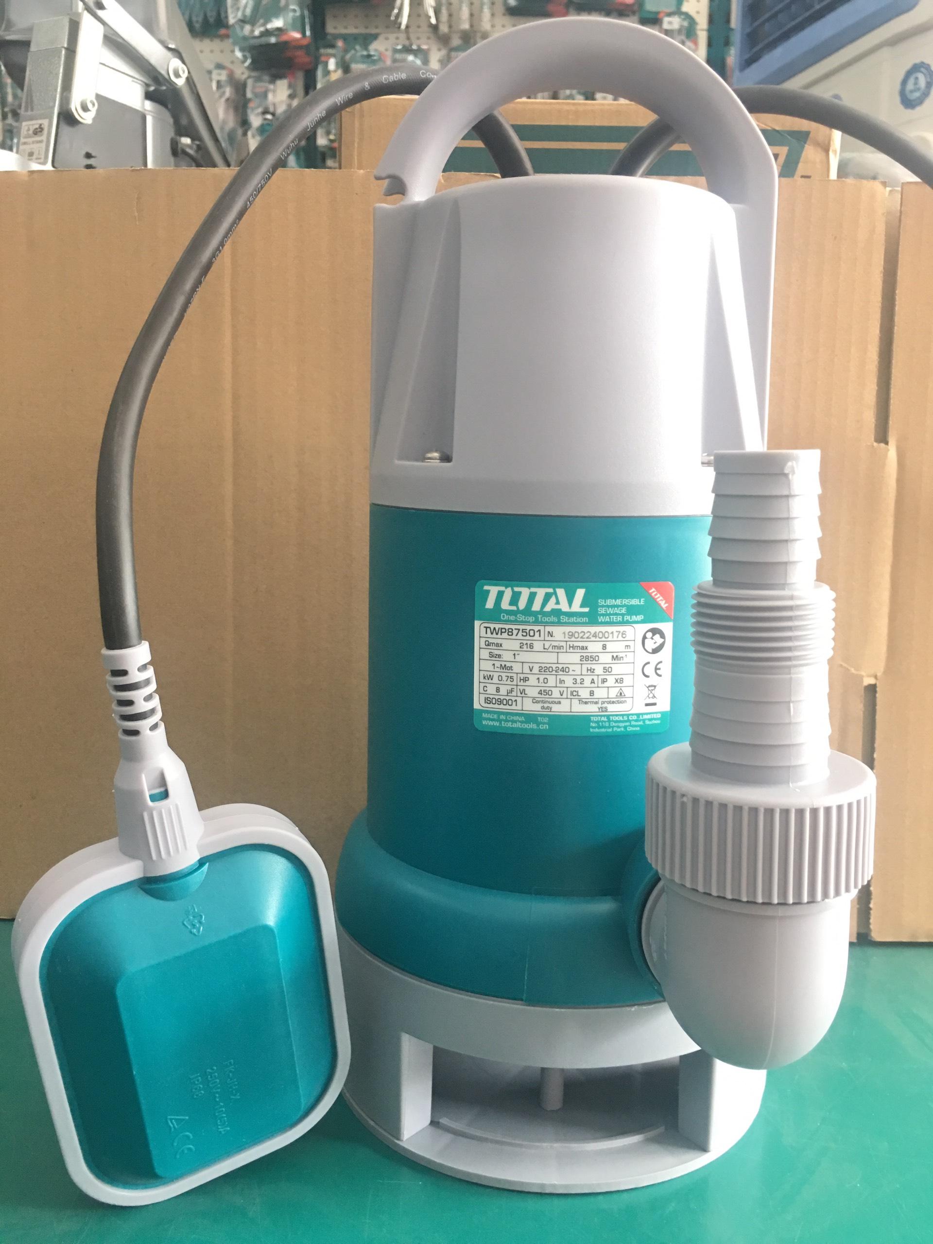 750W (1HP) MÁY BƠM CHÌM NƯỚC THẢI TOTAL TWP87506