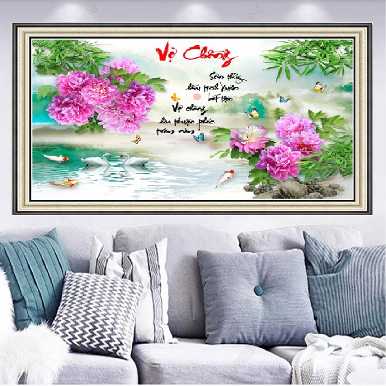 Ngọc thịnh tranh đính đá vợ chồng vs458 - kích thước 100x65cm