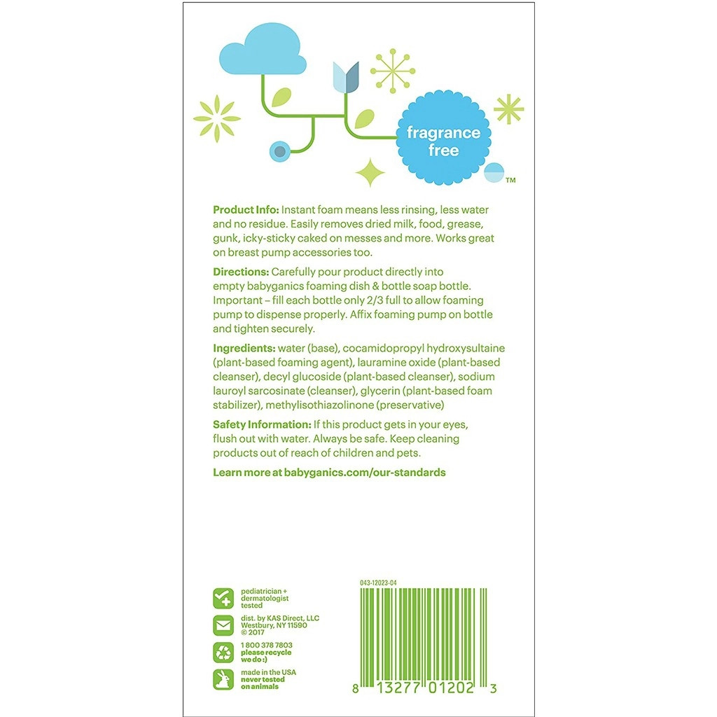 [HCM] Nước rửa bình sữa Babyganics Refill 946ml