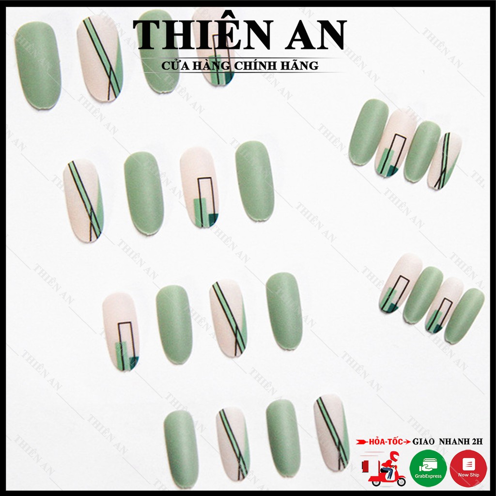Bộ 24 móng tay phom dài thiết kế thời trang cá tính W14