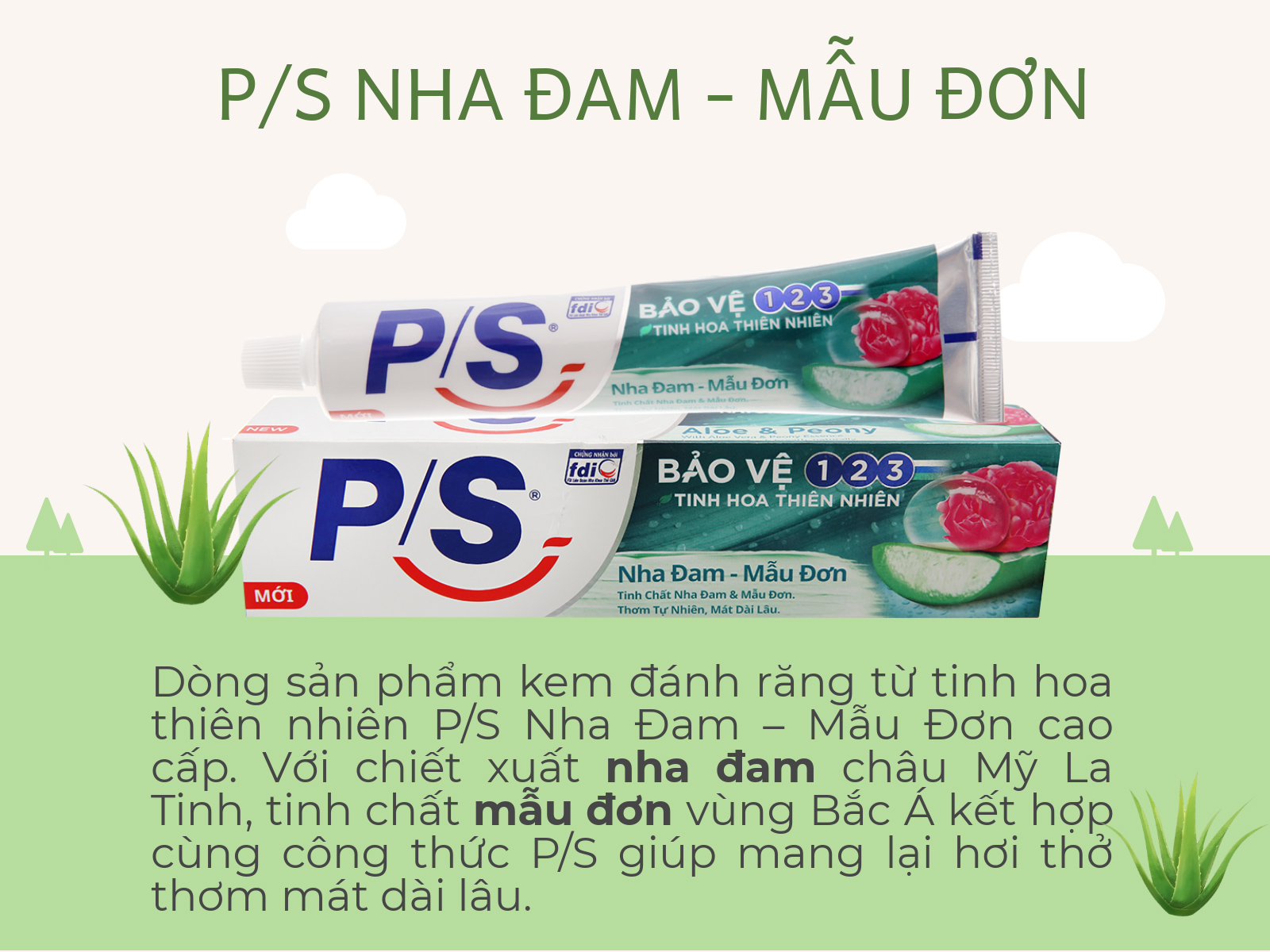 [HCM]Kem đánh răng P/S bảo vệ 123 nha đam 180g